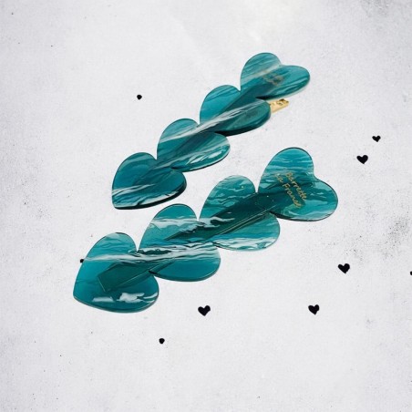 Haarclip/ Haarklammer Heart with Hearts Smaragd