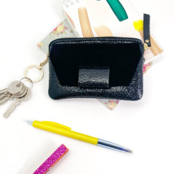 Portemonnaie Mini zip BUBBLE suede black