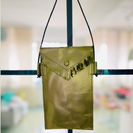 Handytäschchen Leder Basic goldmetallic