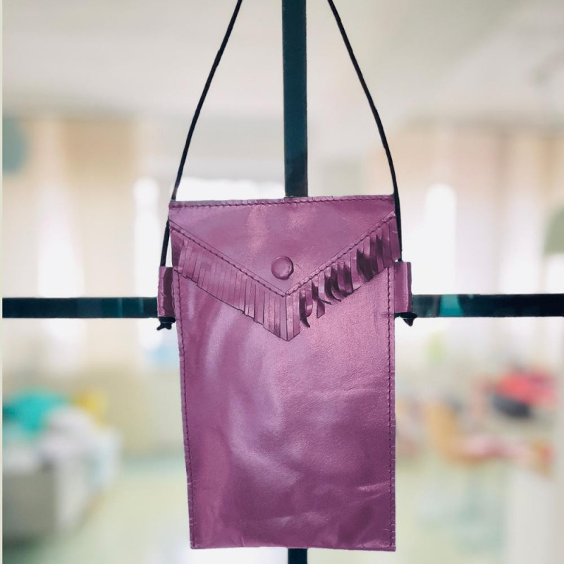 Handytäschchen Leder Basic pinkmetallic