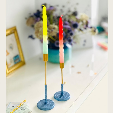 Candle holder Flower Glitter ocean-gold Set/2