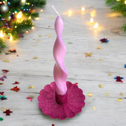 Candle holder Flower Glitter ltpink