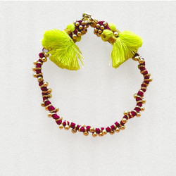 Bracelet HOT 2 side Tassel Magenta