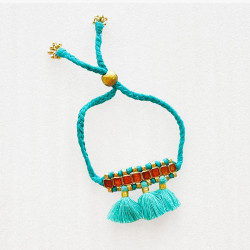 Armband HOT 3 tassel bunch orange-turq