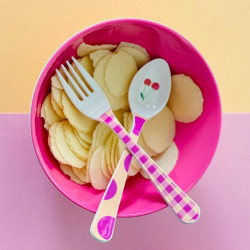 Gabel-Löffel Set Melamin Dots