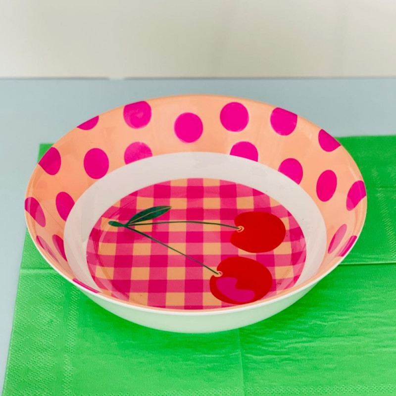 Flache Schale/ Teller Melamin Dots