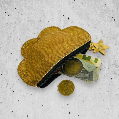 Münztäschchen Leder Cloud gold sparkle