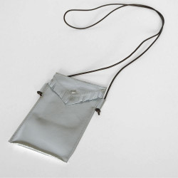Handytäschchen Leder Basic Silber metallic
