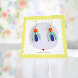 Boucles d´Oreilles Popart viola/or/mint
