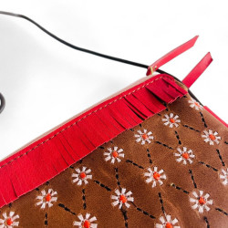 Handytäschchen Leder Buffalo Fringe coffee