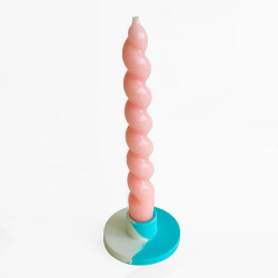 Candle holder concrete round sm ltblue