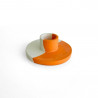 Candle holder concrete round sm orange