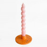 Candle holder concrete round apricot speckle