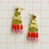 Boucles d´Oreilles ART 3square Beads red