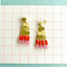 Ohrringe ART 3square Beads red