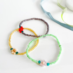 Bracelet Romance shiny 1 Fleur élastique