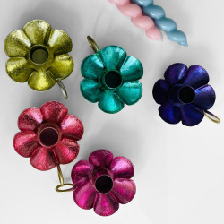 Bougeoir Metallic Sparkle flower smaragd
