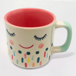 Mug L smiling face dots