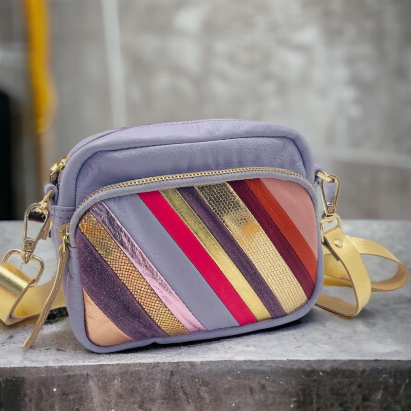 Tasche Leder Stripe Doppeltasche/ Gürteltasche viola