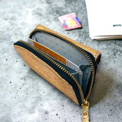 Mini Portemonnaie Leder Smiley metallic gold