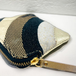 Mini zip Portemonnaie Leder Arc black gold