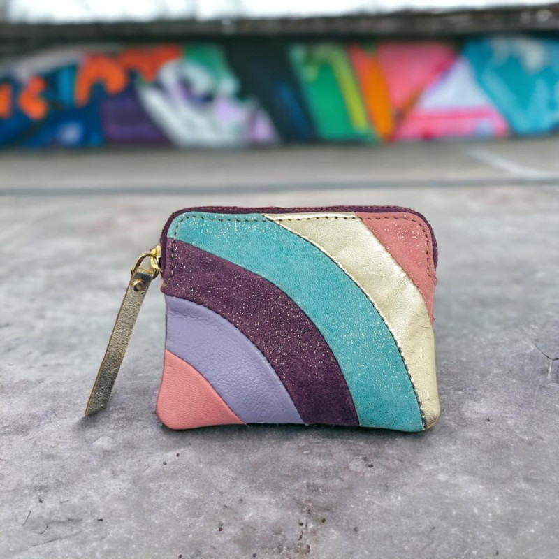 Mini zip Portemonnaie Leder Arc multi