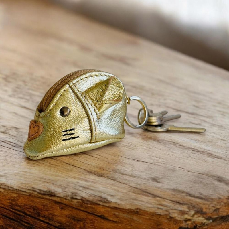 Keychain Leather Cashmouse Leather gold
