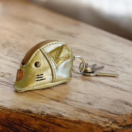 Keychain Leather Cashmouse Leather gold