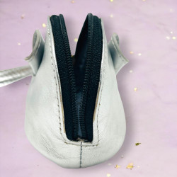 Zip Täschchen Cashmouse Leder L silver
