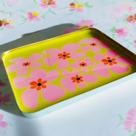 Tray square L Yellow bold Flower