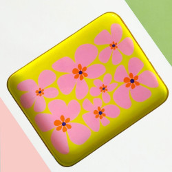 Tablett square L Yellow bold flower