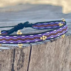Armband Woven Tape 3goldbead stripe