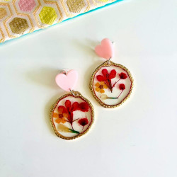 Earrrings Dried flower round