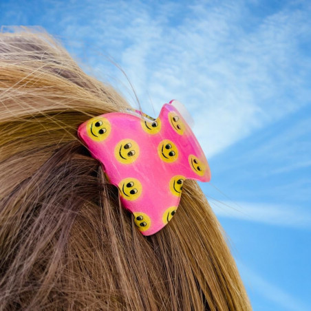 Haarclip/Haarklammer Smiley pink M