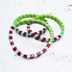 Bracelet colorblock green rose