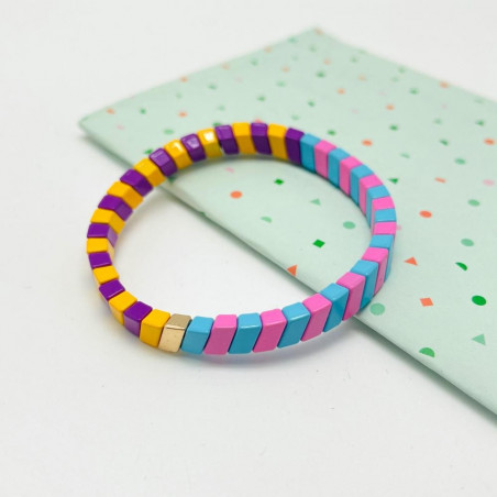 Bracelet colorblock ltblue rose yellow