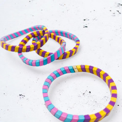 Bracelet colorblock ltblue rose yellow