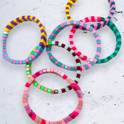 Bracelet colorblock ltblue rose yellow