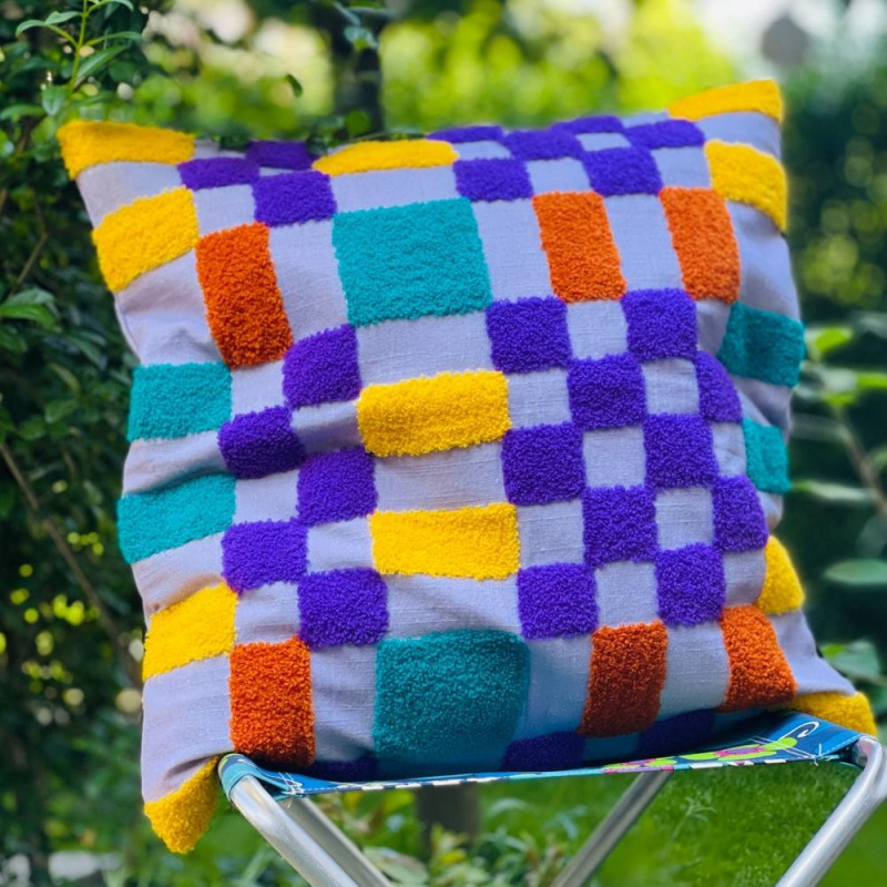 Coussin Checks multicolor viola 5050