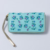 Wallet Double Zip Leather Millefleur ltblue