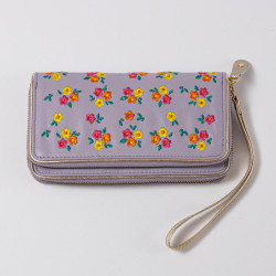 Porte-monnaie Double zip Leder Millefleur viola