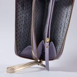 Portemonnaie Double zip Leder Millefleur viola