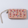 Wallet Leather Double zip Leder Millefleur apricot