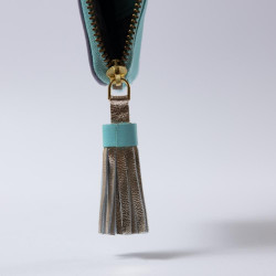 Portemonnaie mini zip Leder Millefleur ltblue