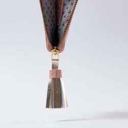 Portemonnaie mini zip Leder Millefleur apricot