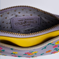 Portemonnaie mini zip Leder Millefleur viola