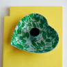 Candle Holder Heart Print Green Leaf