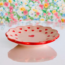 Plate ceramic Heart with hearts