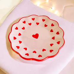 Plate ceramic Heart with hearts