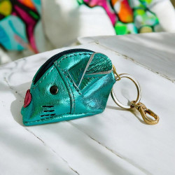 Key pouch Cashmouse Leather metallic smaragd